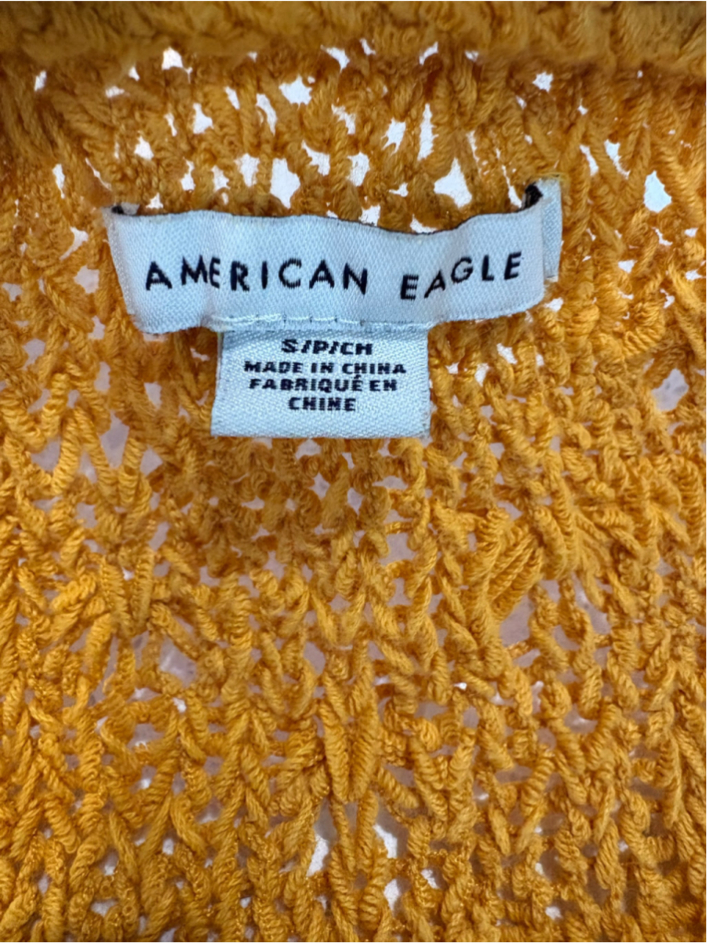 American Eagle Pointelle Knit 3-Button Cardigan Marigold Slouchy Size Small - Picture 11 of 12